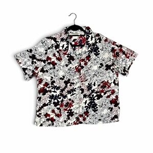 DONNKENNY Women's Petite PXL Chiffon Floral Collared Button-Up Blouse